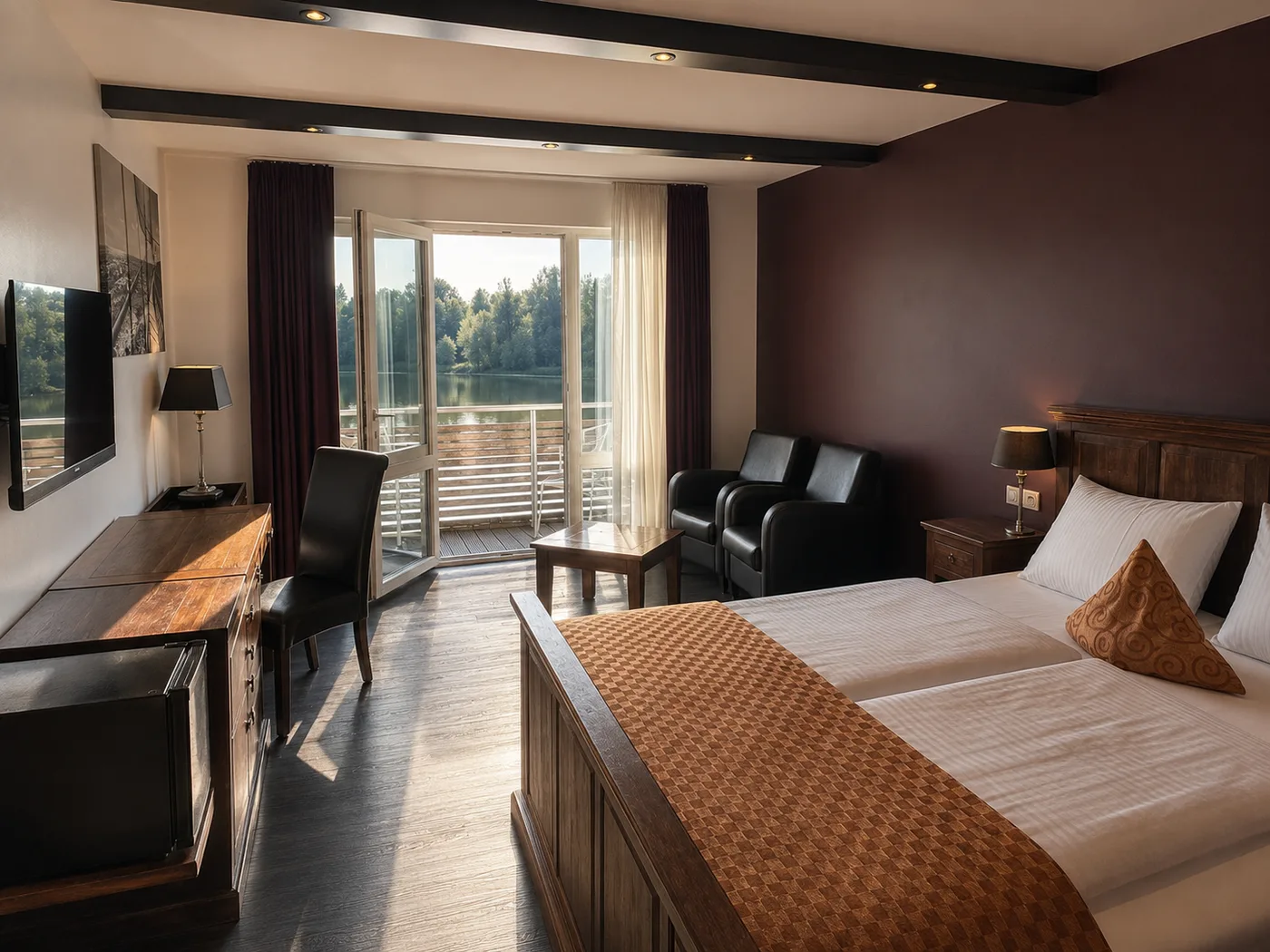 Modernes Zimmer im Riverside Hotel
